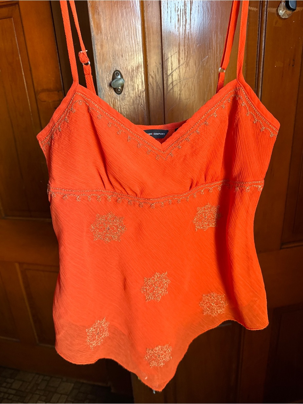 New York & Company Orange Embellished Spaghetti-Strap Cami